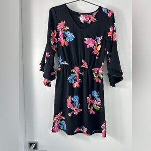 a.n.a Black Dress with Colorful Floral Design